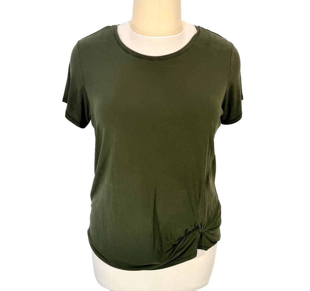 Philosophy Tee Shirt Top Women's 2X Olive Green Round Neck Stretch Short Sleeve